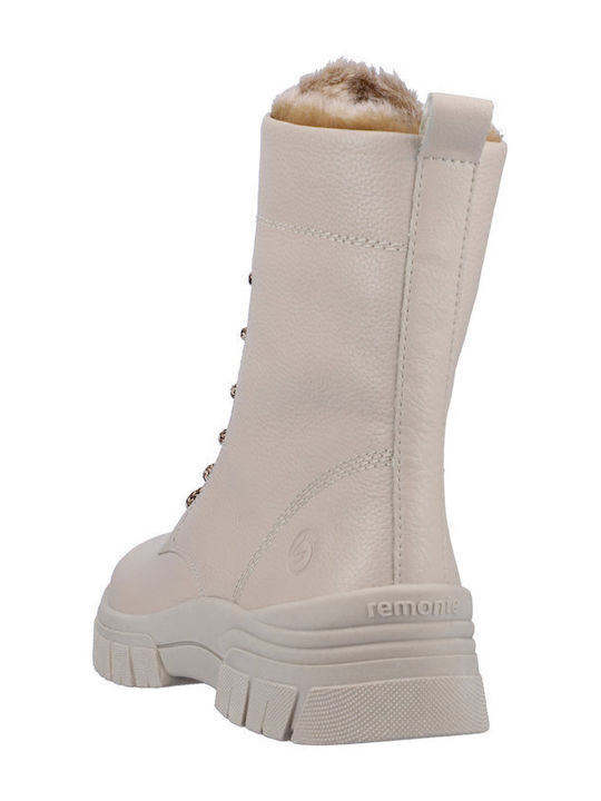 Leder Damen Chelsea Stiefeletten Beige