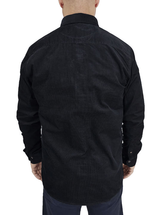 Double Men's Shirt Long Sleeve Corduroy Black