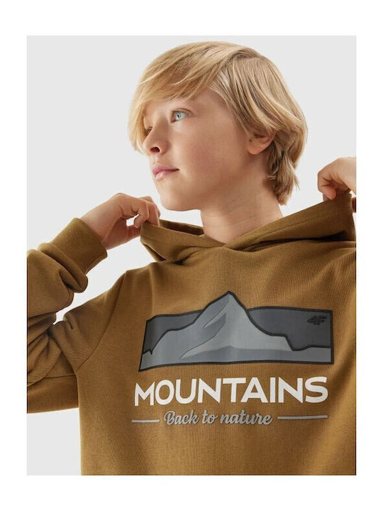 Kids Sweatshirt with Hood and Pockets Brown
