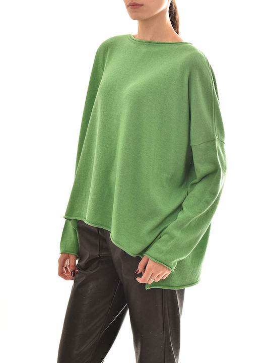 Black & Black Women's Long Sleeve Sweater Woolen Green