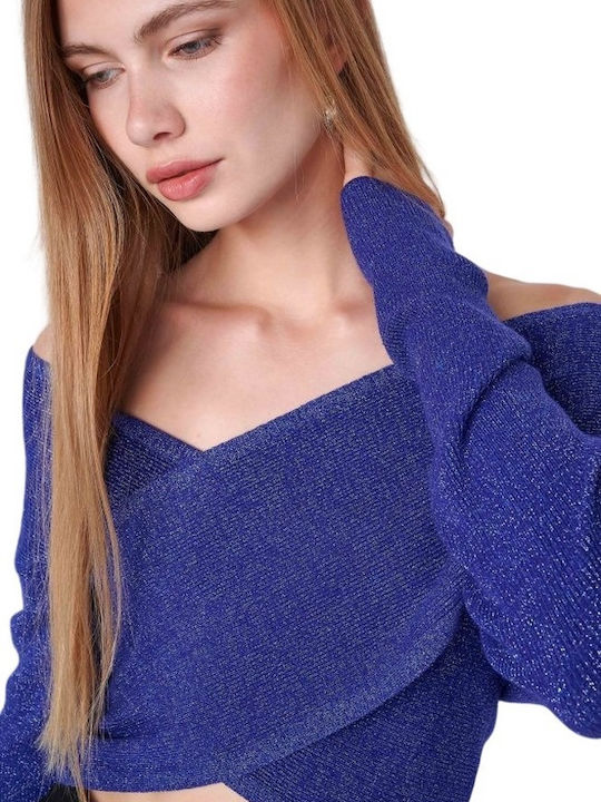 Damen Bluse Schulterfrei Langärmelig Purple