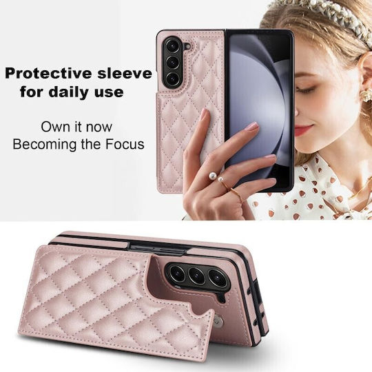 Puff Rhombus Umschlag Rückseite Kunststoff Rose Gold (Galaxy Z Fold5)