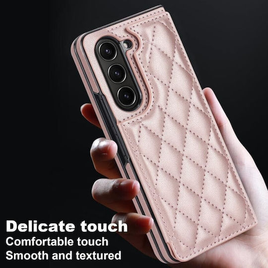 Puff Rhombus Umschlag Rückseite Kunststoff Rose Gold (Galaxy Z Fold5)