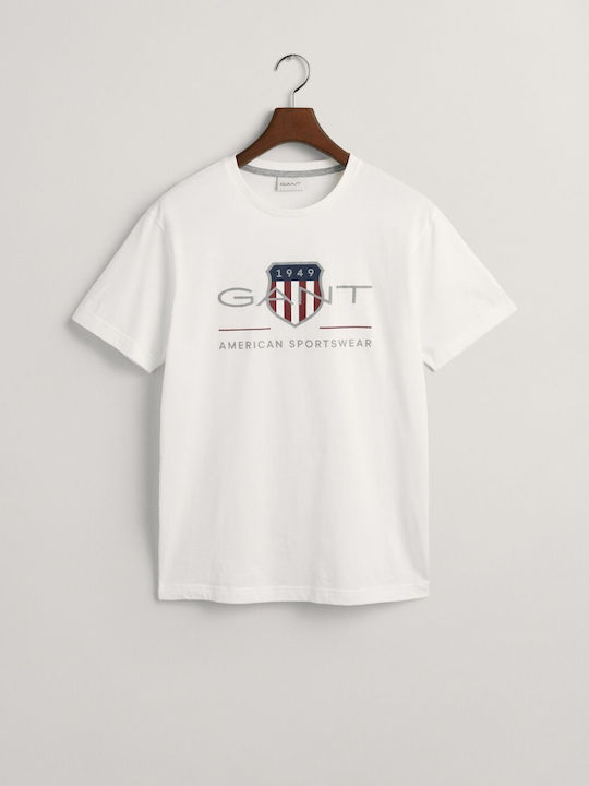 Gant T-shirt Bărbătesc cu Mânecă Scurtă White