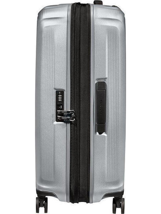 Samsonite NUON Μεσαία Βαλίτσα Ταξιδίου Σκληρή Ασημί με 4 Ρόδες Ύψους 69εκ.