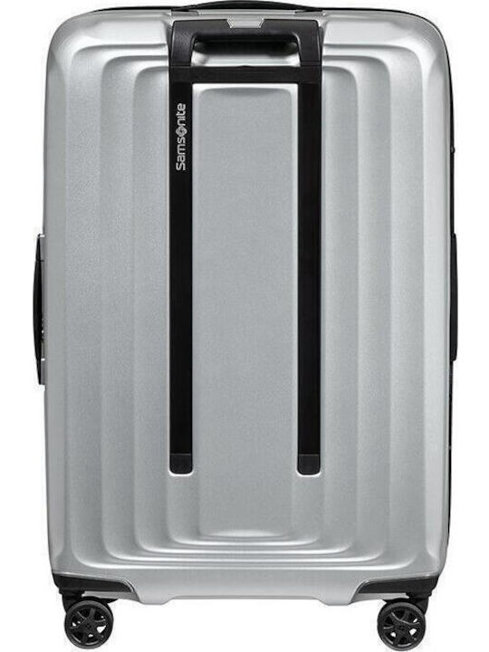 Samsonite NUON Μεσαία Βαλίτσα Ταξιδίου Σκληρή Ασημί με 4 Ρόδες Ύψους 69εκ.