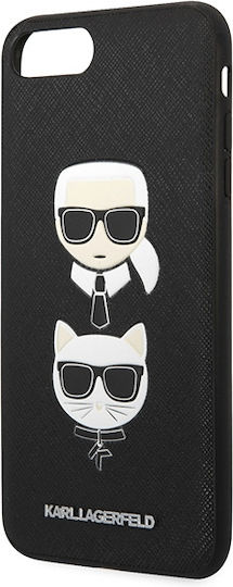 Karl Lagerfeld Ikonik Karl&Choupette Head Back Cover Synthetic Leather Plastic Silicone Black iPhone 8/7 Plus