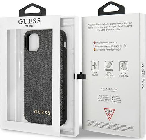 Guess Metal Gold Logo Umschlag Rückseite Kunststoff Gray (iPhone 11)