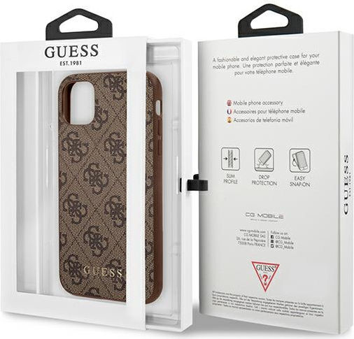 Guess Metal Gold Logo Umschlag Rückseite Kunststoff Braun (iPhone 11)