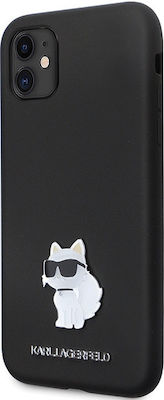 Karl Lagerfeld Choupette Metal Pin Silicone Back Cover Black (iPhone 11)