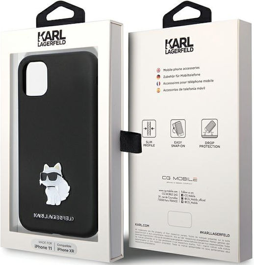 Karl Lagerfeld Choupette Metal Pin Back Cover Silicon Negru (iPhone 11)