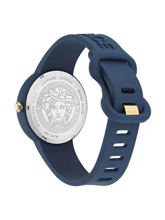 Versace Men's Watch Battery with Blue Rubber Strap