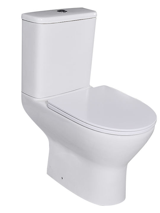 Homefit Stehende Toilette Randlos mit Spülung mit Deckel Sanftes Schließen Weiße Homefit Stehende Toilette Randlos mit Spülung mit Deckel Sanftes Schließen Weiße
