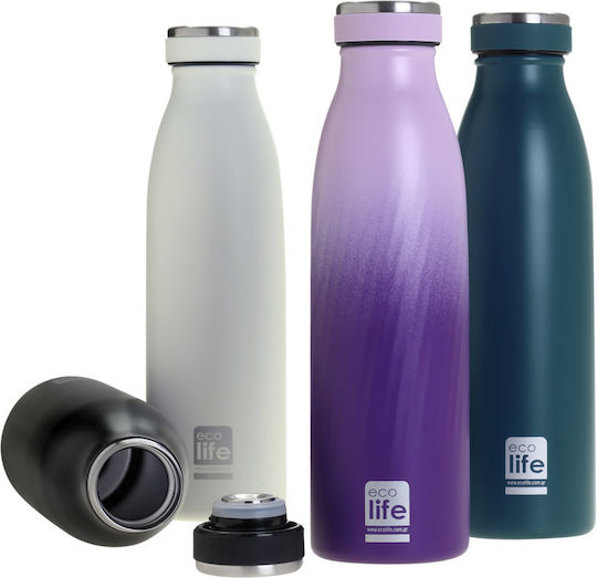 Ecolife Recyclable Bottle Thermos Stainless Steel BPA Free 500ml White