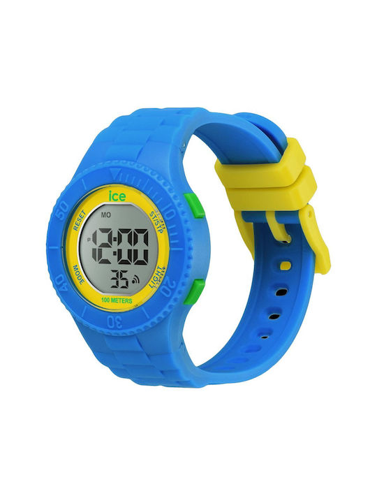 Ice Digital Watch with Blue Rubber Strap