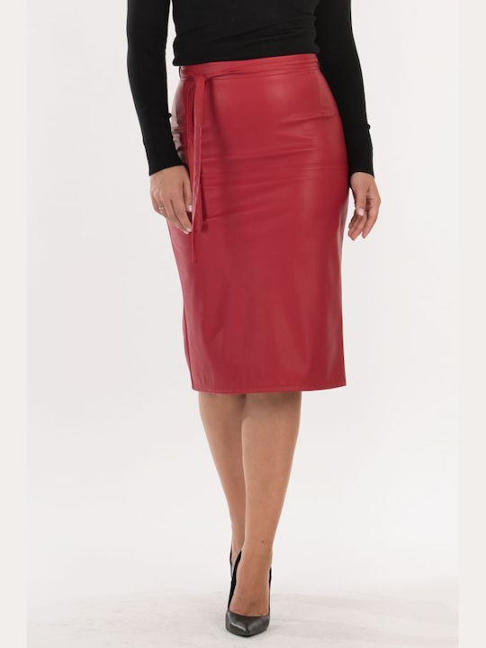 BelleFille Leather Midi Skirt