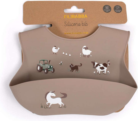 Filibabba Wasserdicht Lätzchen Silikon mit Taste Brown