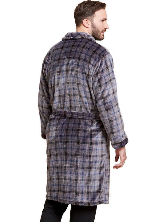 Jeannette Lingerie Χειμερινή Ανδρική Ρόμπα Fleece Γκρι