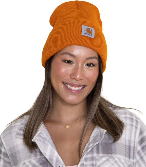 Beanie Unisex Σκούφος Πλεκτός σε Πορτοκαλί χρώμα