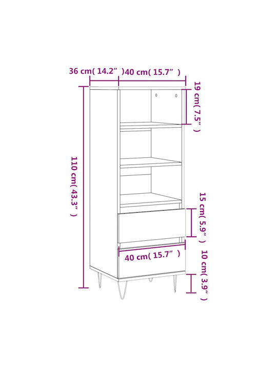 Βιβλιοθήκη Καπνιστή Δρυς 40x36x110εκ.