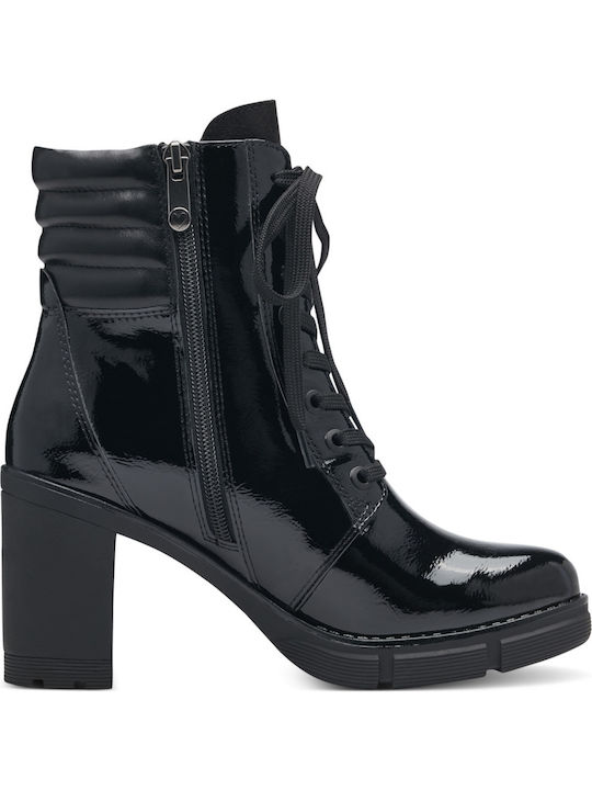 Women's Ankle Boots made of Patent Leather with High Heel Black
