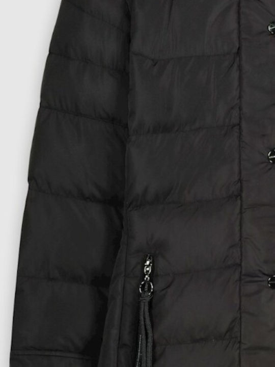 Women's Short Puffer Jacket for Winter Black