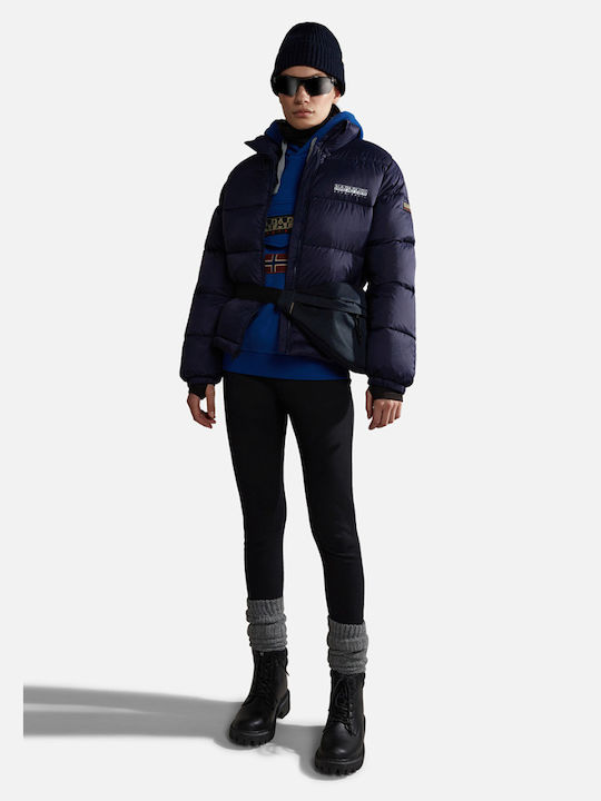 Napapijri A-box Women's Short Puffer Jacket for Winter Blue