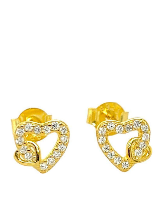 Xryseio Cercei Fetite Placat Cu Aur Studs Inima Din Argint