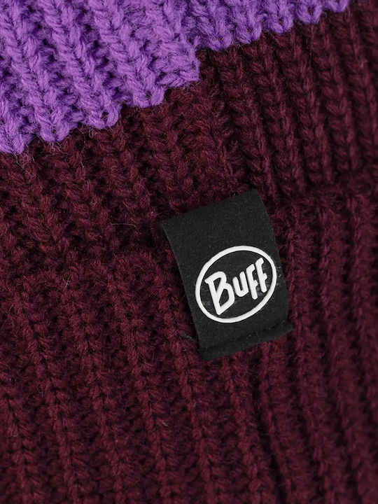 Buff Knitted Beanie Cap Burgundy .10.00