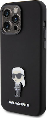 Karl Lagerfeld Metallic / Silicone Back Cover Black (iPhone 15 Pro Max)