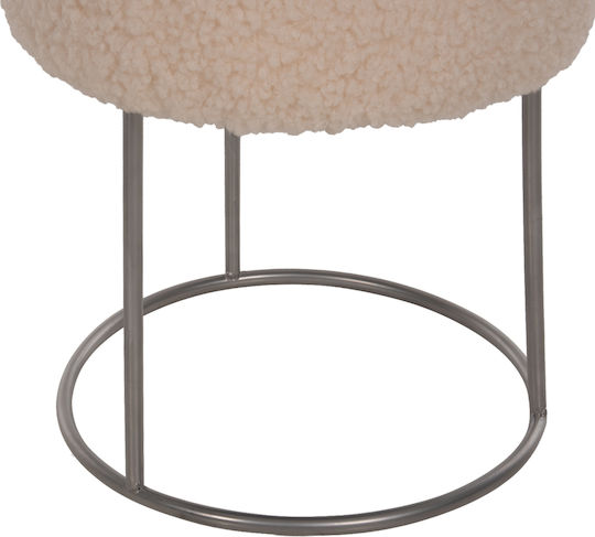 Taburet de Living Tapițat cu Țesătură Bouclé Karlo Alb 35x35x41 cm