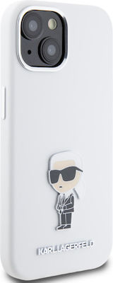 Karl Lagerfeld Ikonik Coperta din spate Metal Rezistent Alb (iPhone 15)