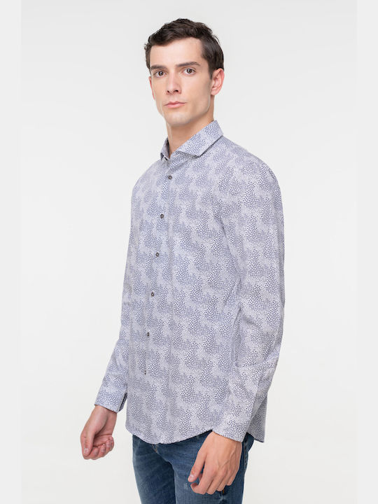 Ivergano Men's Shirt Long Sleeve Floral Navy Blue