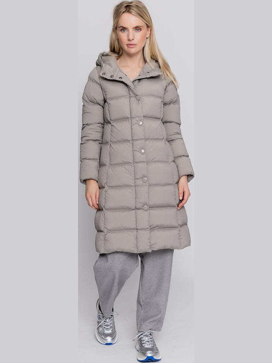 Lungă Jachetă de femei Puffer Waterproof Gri