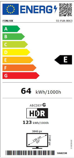 Finlux Smart Τηλεόραση 55" 4K UHD LED 55-FUA-8063 HDR (2023)