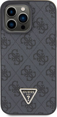 Guess Strass Triangle Metal Logo Back Cover Πλαστικό με Λουράκι Μαύρο (iPhone 15 Pro Max)