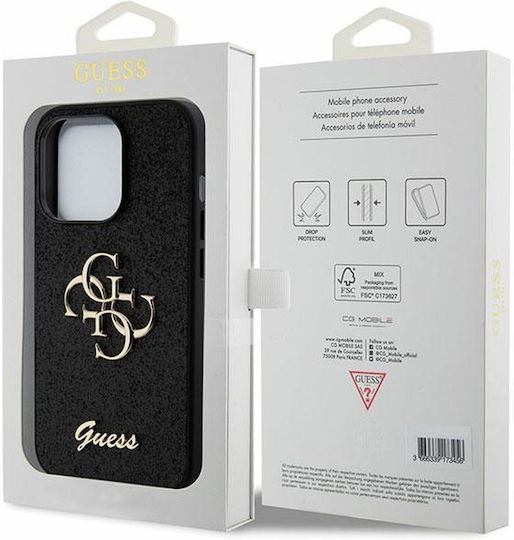 Guess Glitter Script Back Cover Μεταλλικό Μαύρο (iPhone 15 Pro)