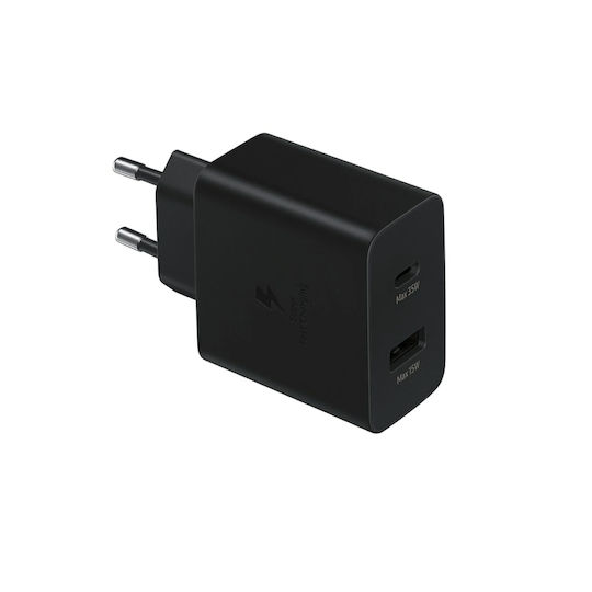 Treqa Ladegerät mit USB-A Anschluss und USB-C Anschluss und Kabel USB-C 35W Schwarzs (CH-639)