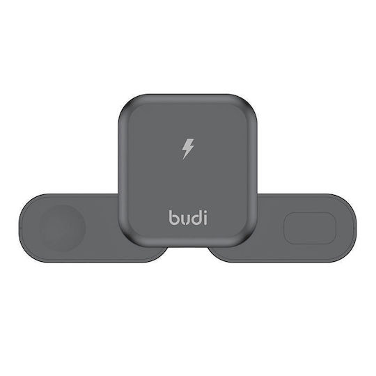 Budi Kabelloses Ladegerät (Qi Pad) und Kabel USB-C 15W Stromlieferung Schwarzs (4500)