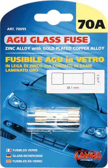 Lampa AGU Glass Fuse 70A Ασφάλεια Αυτοκινήτου Γυάλινη Στρογγυλή