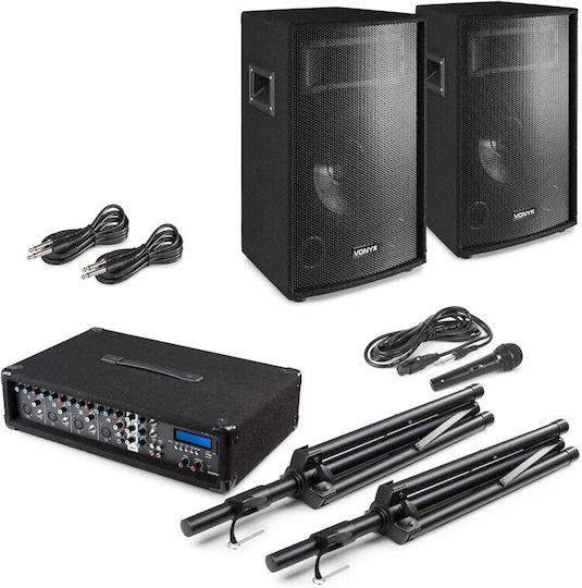 Vonyx VX210 170.110 Σετ με Αυτοενισχυόμενα Ηχεία PA 500W με Woofer 10"