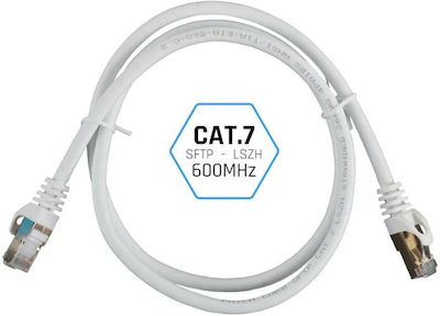 Iggual Cat.7 Καλώδιο Δικτύου Ethernet 15m Λευκό
