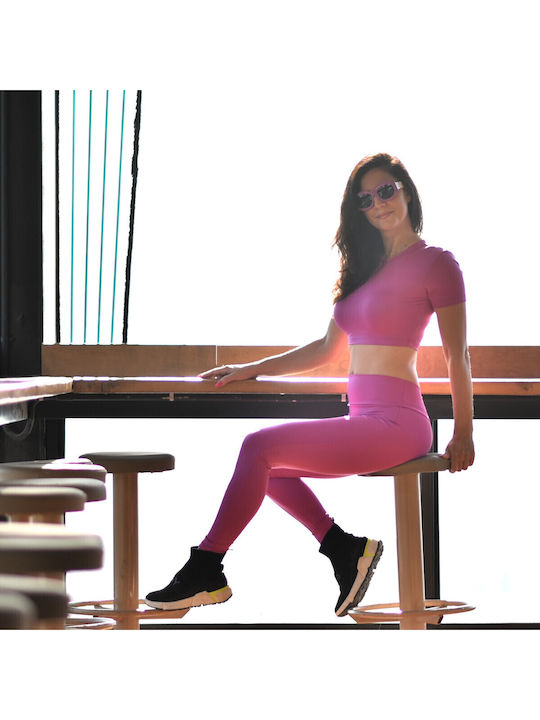 Women's Set with Long High Waist Purple Leggings