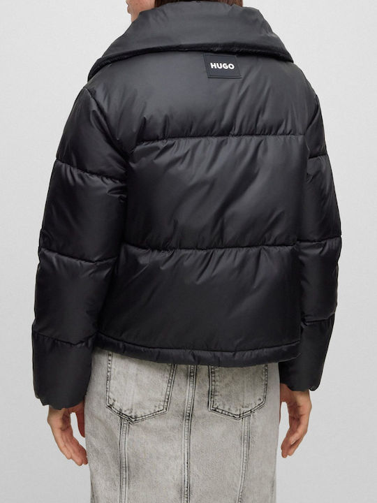 Hugo Boss Kurz Damen Puffer Jacke für Winter Schwarz