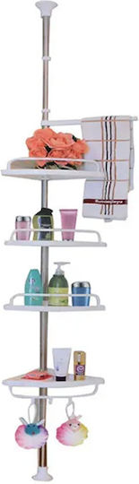 Keskor Corner Floor Bathroom Shelf Plastic with 4 Shelves 33x21.5x260cm White