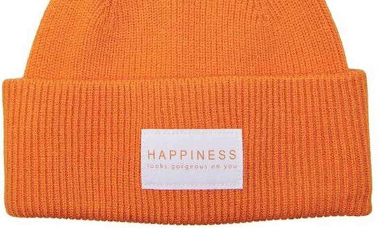 Ribbed Beanie Cap Orange