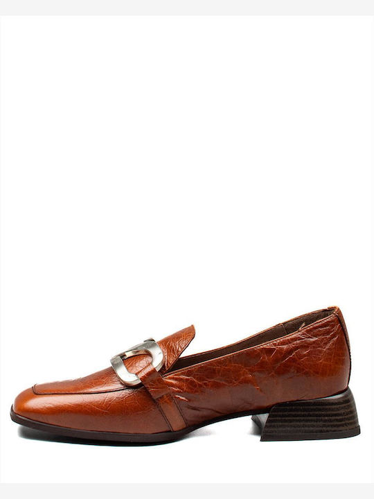 Wonders Leather Women's Loafers in Tabac Brown Color