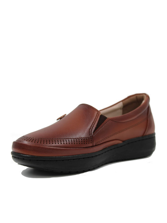 Leder Damen Mokassins in Braun Farbe