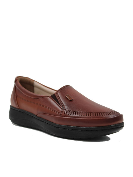 Leder Damen Mokassins in Braun Farbe
