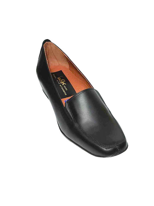 Gk Shoes Leder Damen Mokassins in Schwarz Farbe